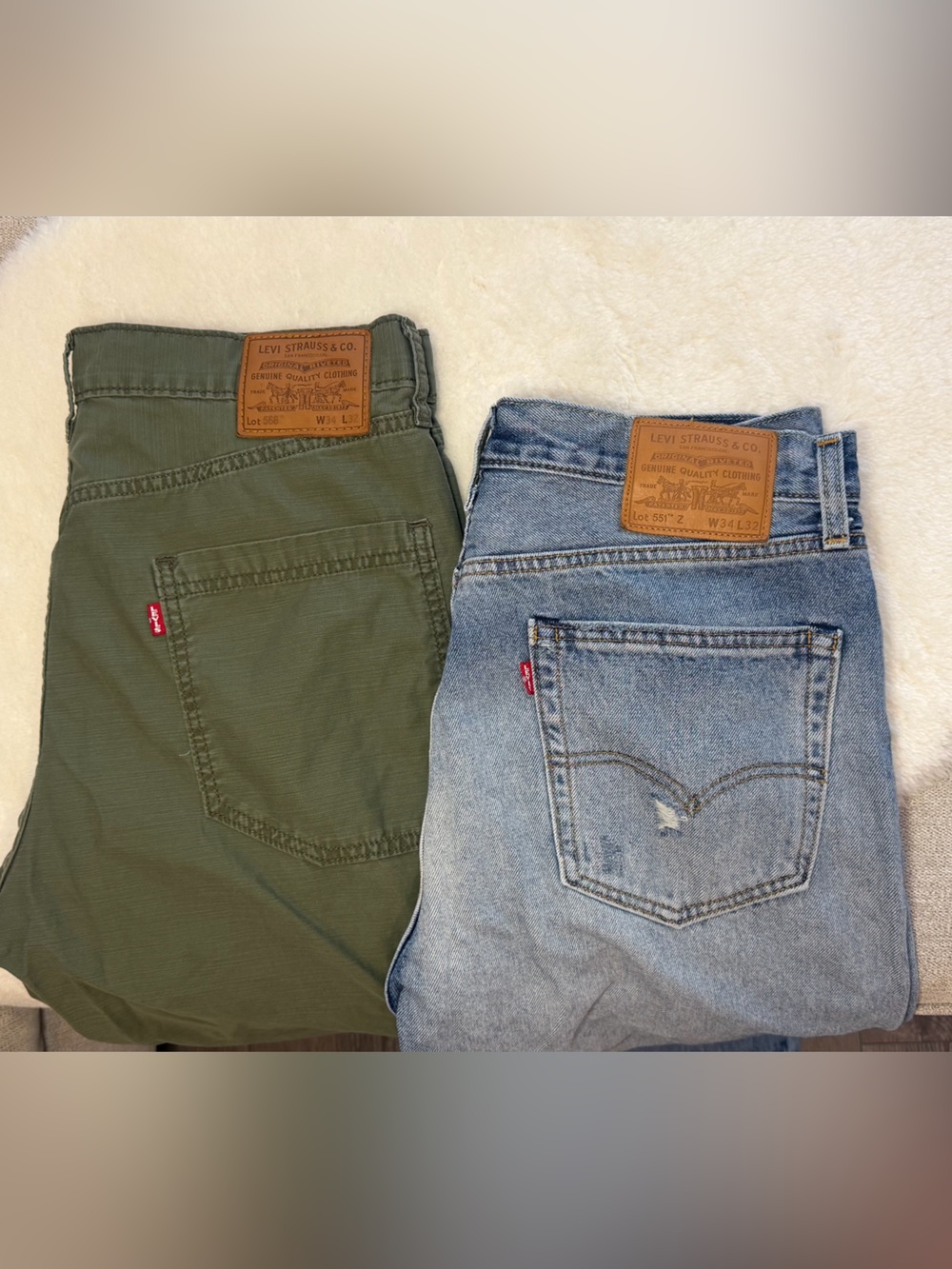 2 PACK | Levi's Men's Jeans in Olive Green & Light Blue Wash | 34
